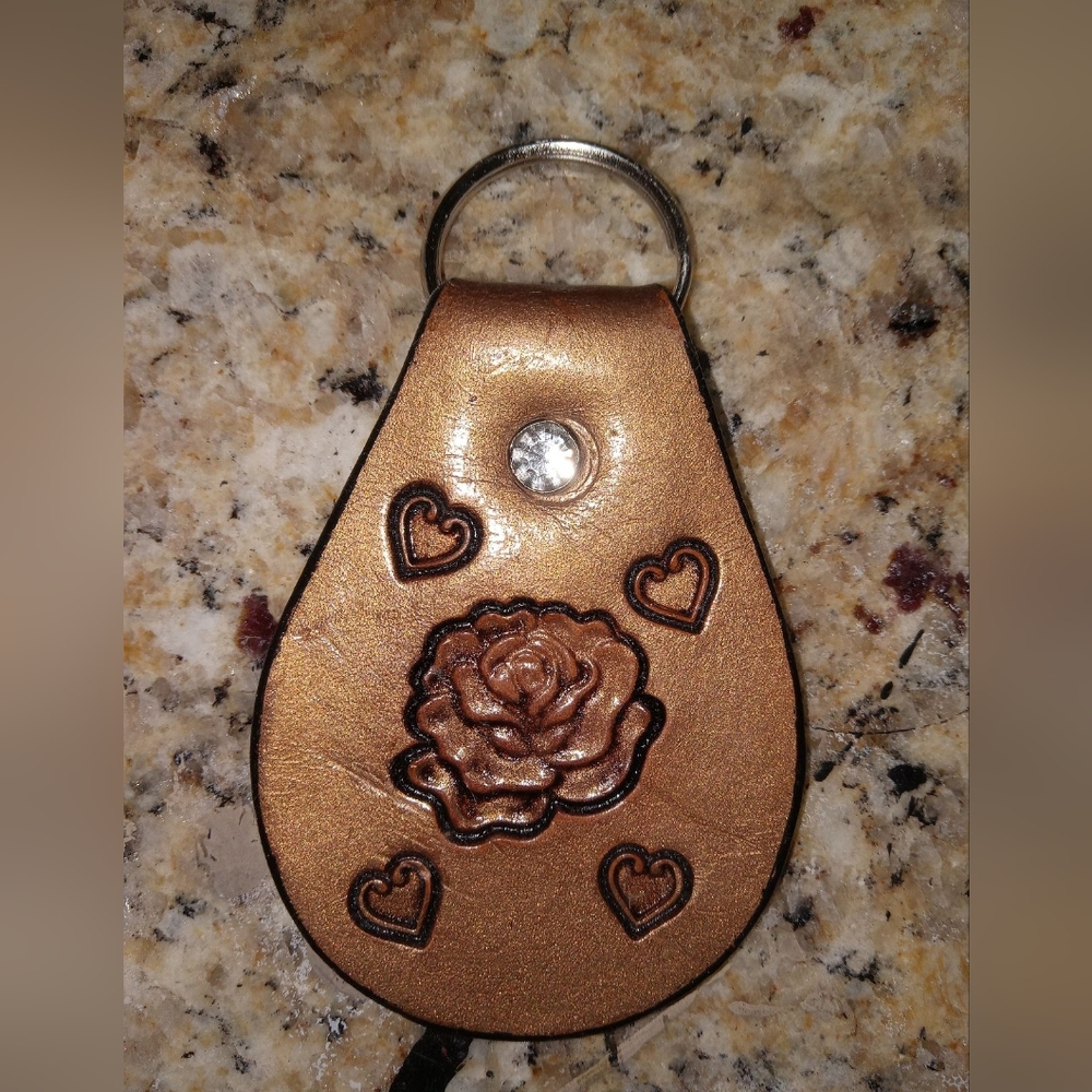 Leather Handcrafted Rose Keychain